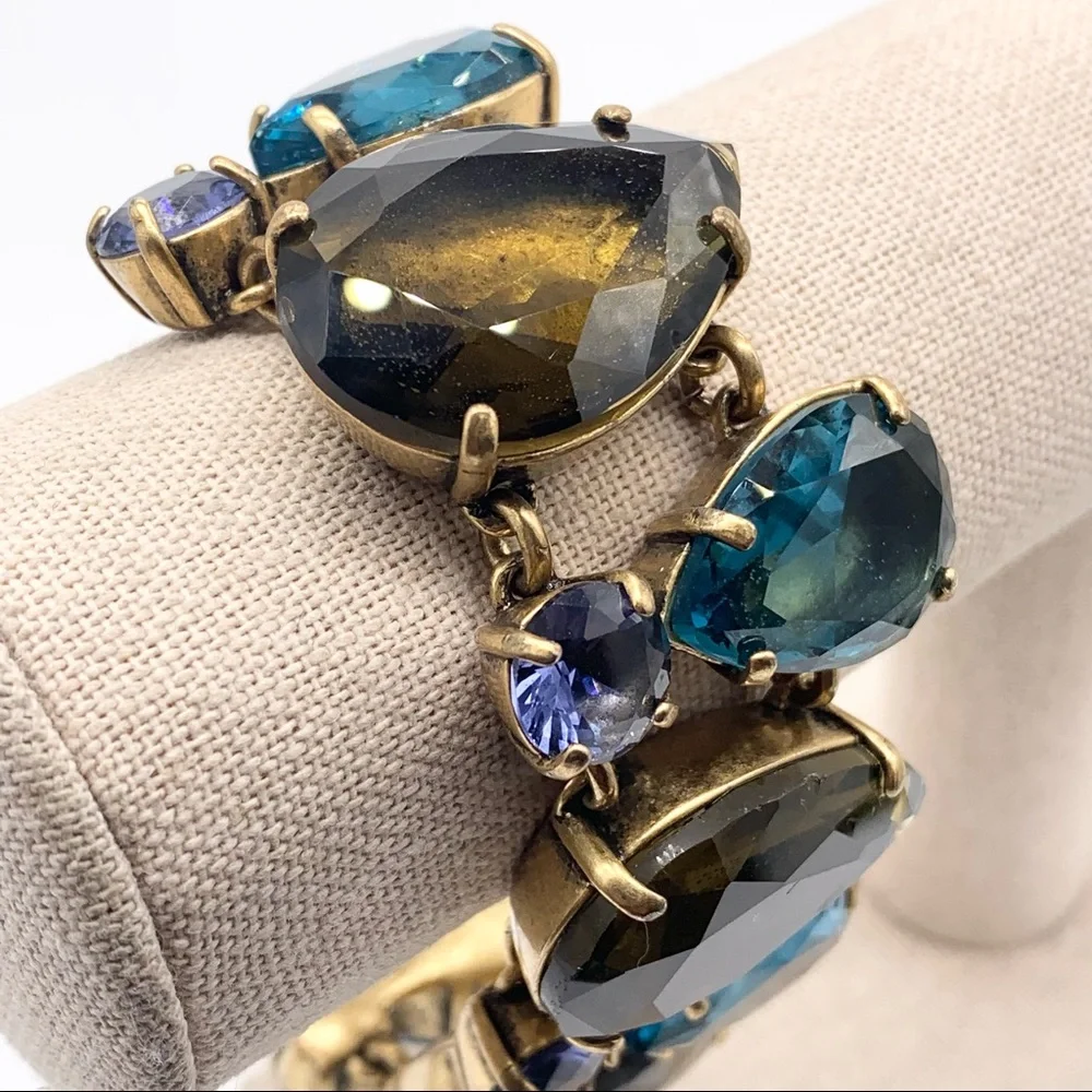 J. Crew Jeweled Blue Purple Brown Gem Bracelet